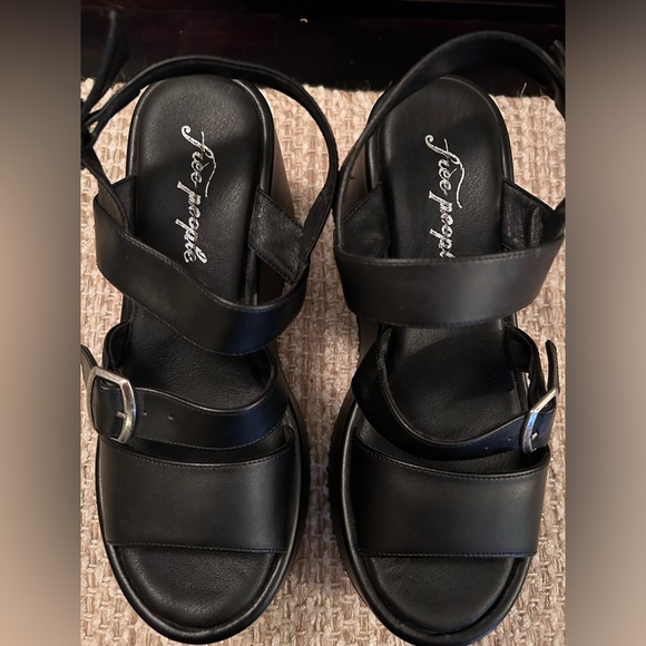 Free People Chelsea Platform Black Women's Size 37 Sandal Y2K Goth Alt Festive - Picture 4 of 7